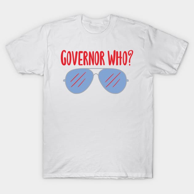 Governor Who? Blue Aviators T-Shirt by GrellenDraws